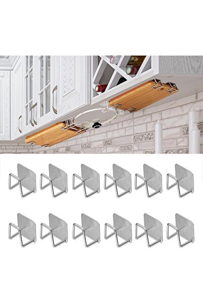 STARSTAR 12-piece stainless steel cabinet undercut board hook set - silver