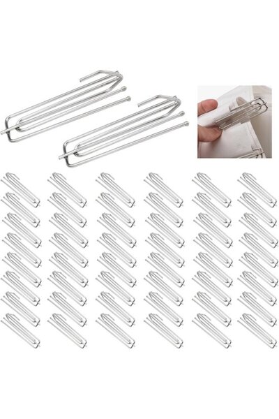 STARSTAR 50 SS Pleated Hooks - Four-legged curtain hooks for drapes (7cm) - F...