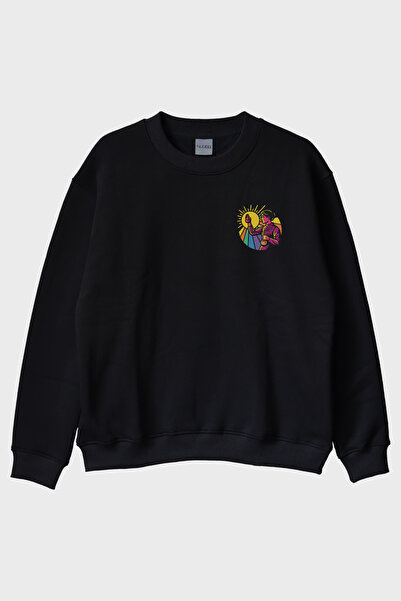 lofux Marie Curie Black Crew Neck Sweatshirt