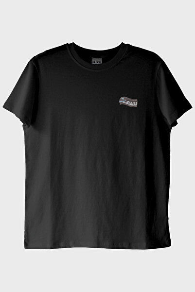 lofux Piano Keys Embroidered Music Black T-Shirt