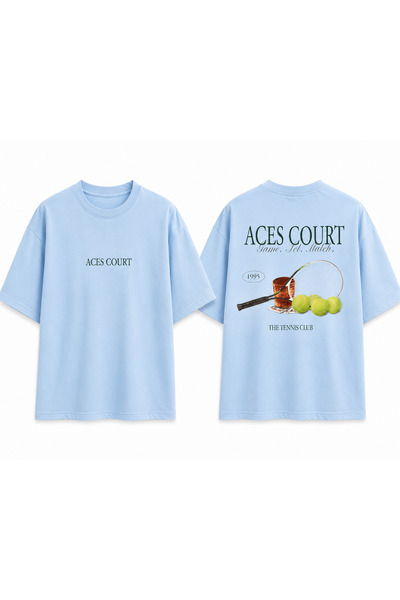 VODEXA Unisex Oversize Tennis Printed T-Shirt 100% Cotton Tennis Themed Comfo...