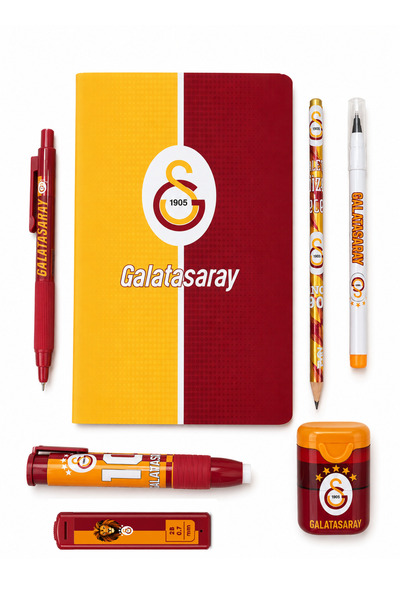 Galatasaray 13X18 cm Noktalı Defter , Lisanslı Kırtasiye Kalem ve Silgi Seti ...
