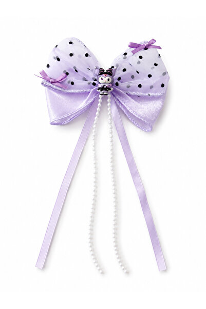 Nat's Accessories Kız Çocuk Mor Fiyonk Çıt Çıt Toka Kuromi Figürlü İncili Uzu...