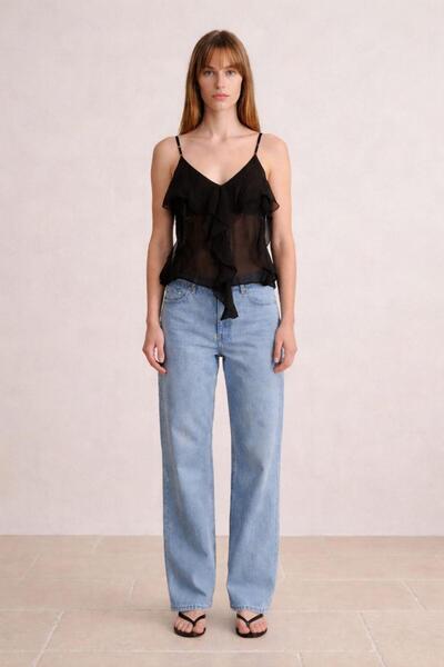 Quzu 26Yblz01636 Women's Ruffle Detailed Blouse
