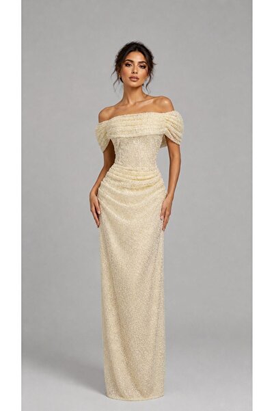 ranin Brown Evening Dress Kefal Embroidery Beading