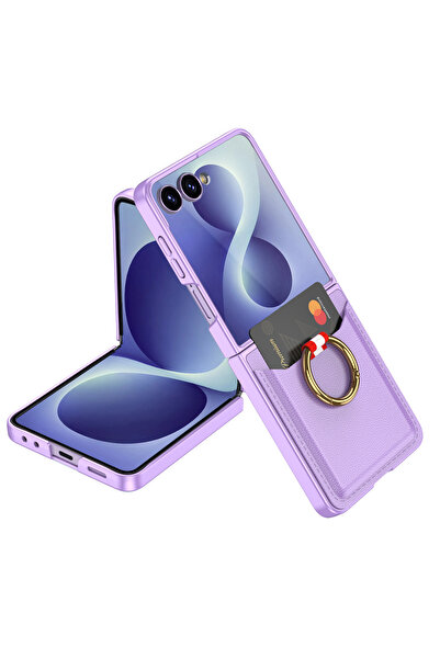Nezih Case Galaxy Z Flip 8 Uyumlu Kıpta Kartlıklı Yüzüklü Tasarım Şık Premium...