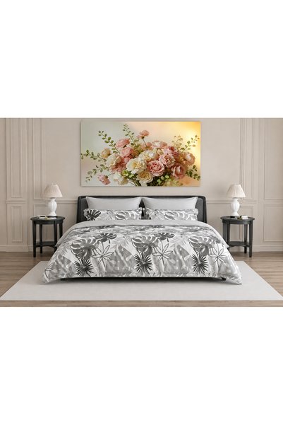 Kunzita Home مفرش رينو مزخرف نفرين 6قطع فاخر مقاس 240×260 سم – لون رمادي أنيق