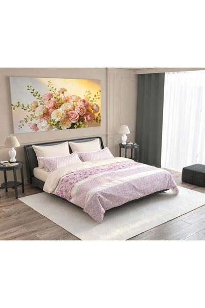 Kunzita Home Carlos Geometric Patterned 6 Piece Luxury Bedspread - 190X240 cm Quilt - Pink