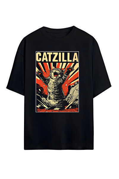 STİL-X Catzilla Printed Unisex 100% Cotton Oversize T-Shirt