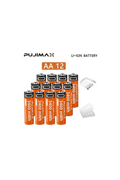 PUJIMAX Set de 4 baterii reîncărcabile AA Li-ion PUJIMAX, 1.5V, 3400mWh, încă...