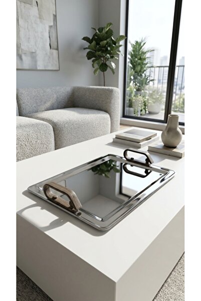 Generic Elegant Multi-Use Stainless Steel Serving Tray for Entertaining Silve...