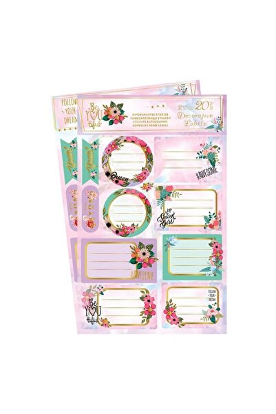 OEM Etichete adezive florale cu folie aurie - 20 buc.