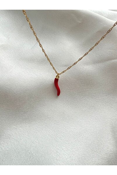 Alya Jewelry Çelik Kırmızı Biber Charm Kolye