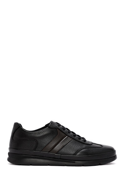 Derimod Men's Black Lace-Up Thick-Soled Leather Sneaker Wm700001Df