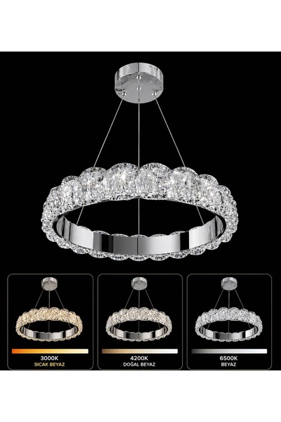 RSCOLLECTIONS Zafira Modern Sarkıt Led Avize 3 Renk Kumandalı İthal Avize