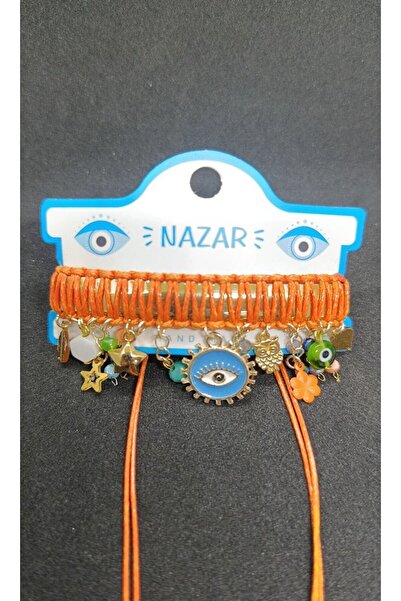 ndjewelry Alaçatı Nazar Leather String Bracelet & Anklet – Orange