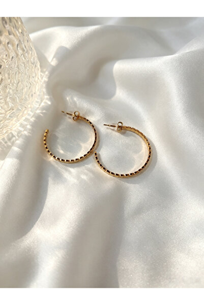 Noon Noora Classic precision-cut hoop stainless steel PVD plated with 18K gol...