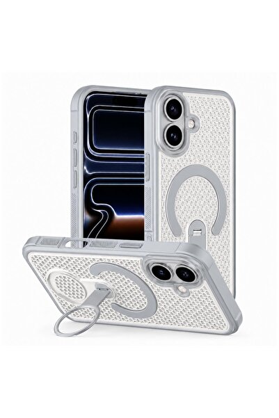 Zebana Apple iPhone 16 Plus Uyumlu Kılıf CoolRing M-Safe Silikon Kılıf Gri
