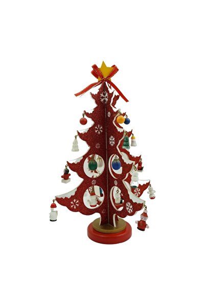 Rao Decoratiune Craciun, Brad, Rosu/alb, 8 Cavitati cu Ornamente, 18.5 Cm X 3...