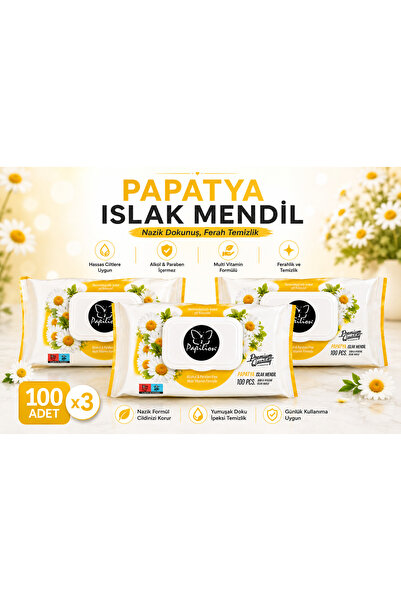 Genel Markalar PAPATYA KOKULU ISLAK MENDİL 3x100 ADET