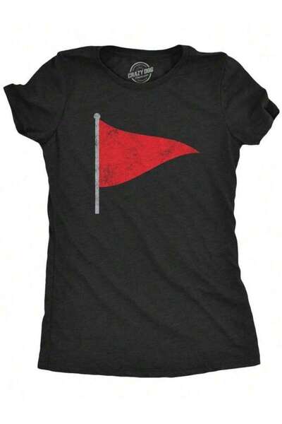 NOURAM Red Flag Shirt Sarcastic Warning Sign Tee For Funny Womens T Shirts Cu...