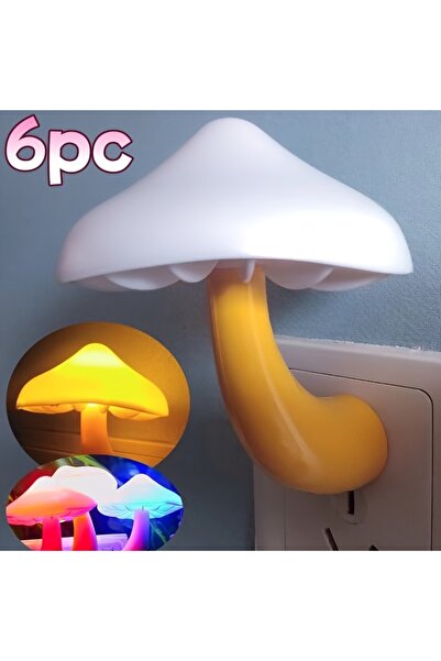 STARSTAR 6-Pack Mushroom LED Motion-Sensor Night Lights with 7 Color-Changing...
