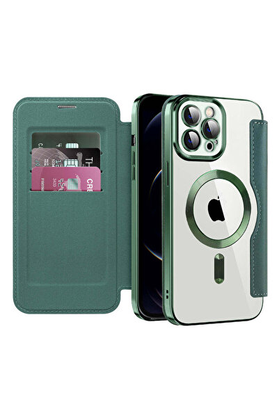 Techsuit Husă pentru iPhone 12 Pro Max, SmartMag Book Case, albastru - verde