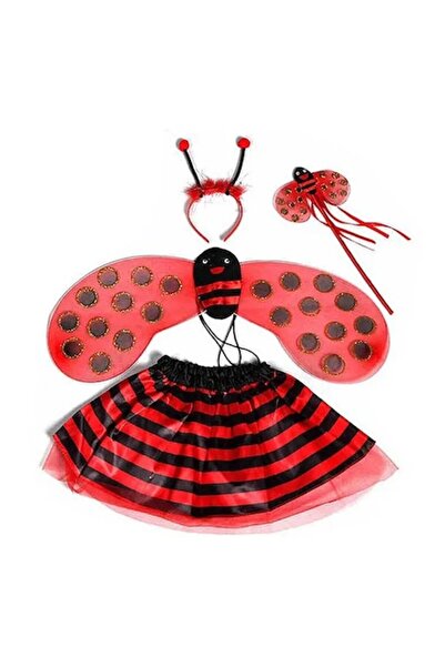 OEM Costum de joacă buburuză pentru fete, fustă, aripi, bentiță, baghetă, roș...