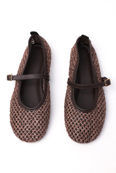 SHOELUKS Mira Hasır Brown Ballerina