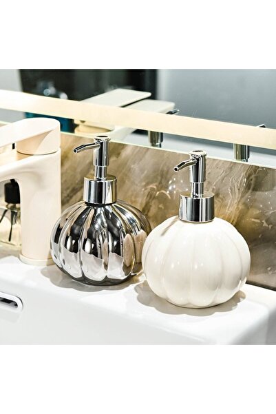 STARSTAR 2 Pieces Pumpkin-Shaped Ceramic Countertop Soap Dispensers with Refi...