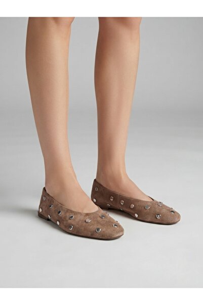 Rüya Shoes حذاء باليه من الجلد الطبيعي مريح للقدمين مصنوع من جلد الغزال