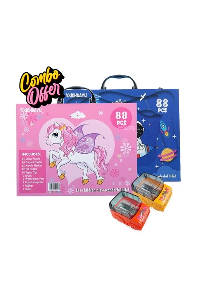 Generic MEGA COMBO | 2PC ART SET & 2PC SHARPNER |88 Piece Kids Art & Drawing ...