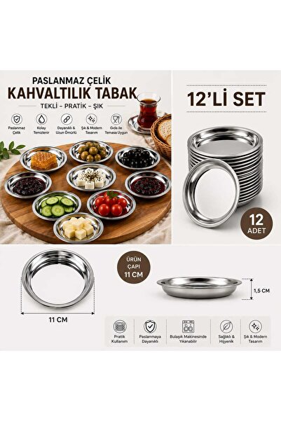 ASVEN ÇELİK MİNİ TABAK- KAHVALTI TABAĞI - MEZE TABAĞI- İKRAMLIK-ÇEREZLİK- 11 ...