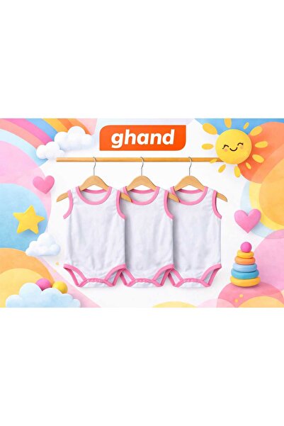 GHAND 3 قطع من ملابس الأطفال بدون أكمام ذات اللون الوردي.
