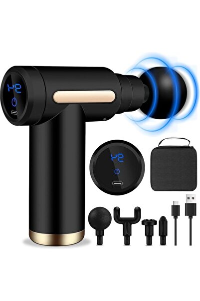 STARSTAR Ultra-quiet mini muscle massage gun - 6 speeds, 4 massage heads, LCD...