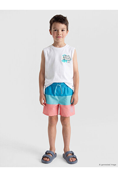LC Waikiki Nevavm Quick Drying Boys' Swim Shorts with Difference in Color