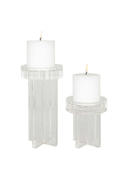 UTTERMOST Crystal Pillar Candleholders, S/2