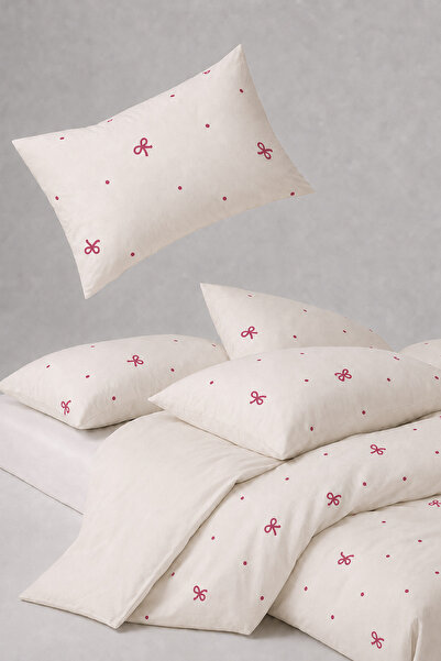 Ricco Lifes طقم غطاء لحاف مفرد بفيونكة وردية (بدون ملاءة)