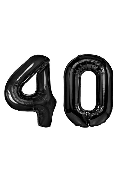 genaja Set Baloane Folie Cifra 4 și 0 Negru 40 cm, Numărul 40, Decor Aniversa...
