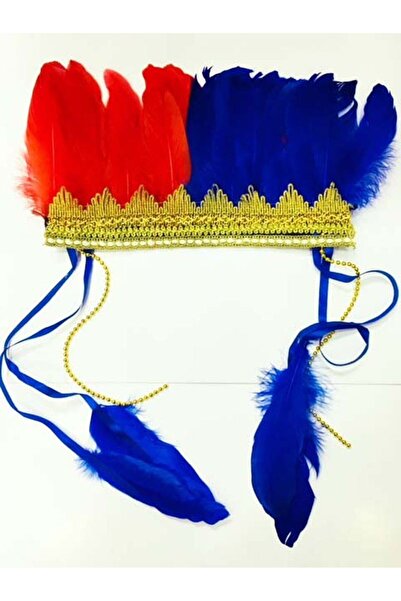 naque Burgundy Blue Color Feathered Native American Headdress