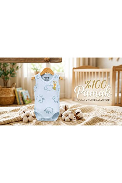 Koyun desen %100 pamuk askılı zıbın (0-9 AY)