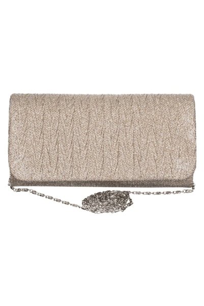 AAA Geantă de mână bej lucioasă cu lanț pentru femei 20x5x10cm