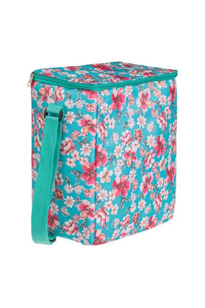 BAMI NETWORK Geanta izoterma turcoaz floral 15L poliester 26x18x32cm