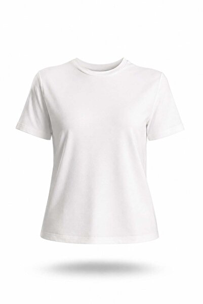 5in1Canpolat Tricou Basic Ecru cu guler rotund 0002