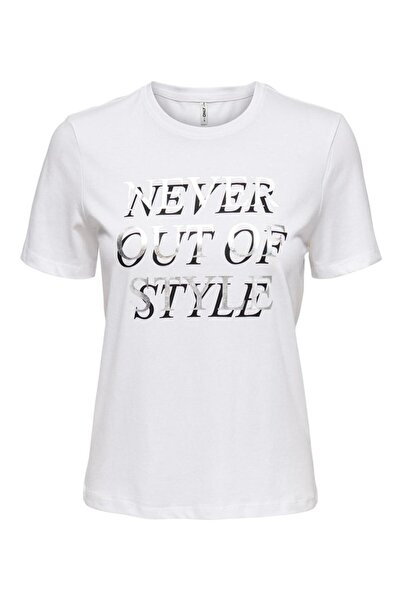 ONLY Μπλούζα κοντομάνικη "Never out of Style" λευκή