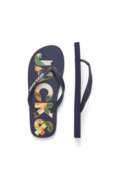 Jack & Jones Σαγιονάρες flip flop ανδρικές "Palm print" μπλε Medieval blue