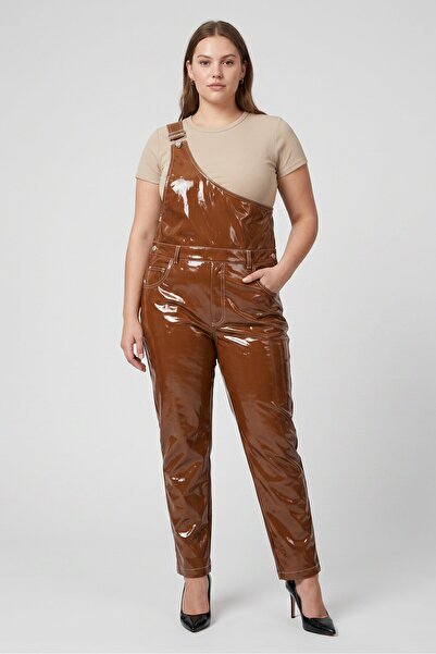 GCDS Women Sleeveless Textured Jumpsuits, Brown