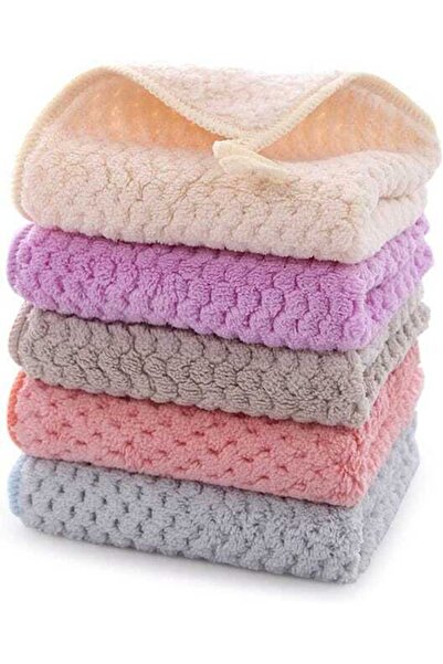 STARSTAR 5-piece small hand towel set, kitchen towel set, coral fleece hangin...
