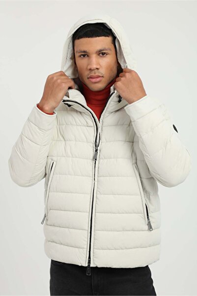 Dufy Men's Slim Fit Hooded Stone Coat