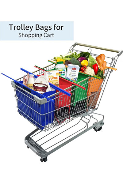 TAPIT Trolley Bags for Shopping Cart-Set of 4 Shopping cart Bags for Grocerie...